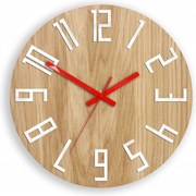 Zegar na ścianę nowoczesny drewniany z dużymi cyframi okrągły cichy loft