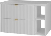 Biały Zestaw Łazienkowy 80cm Szafka z Blatem Regał Ryflowane Fronty Arcos