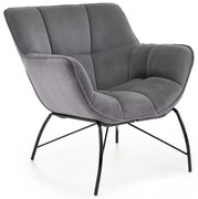 Popielaty welwetowy fotel wypoczynkowy E8-R35