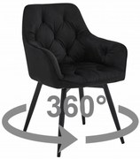 Obrotowe krzesło jadalniane JORK360 VELVET, czarne