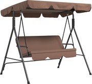 Outsunny Huśtawka ogrodowa 3-osobowa Hollywood, odporna na warunki atmosferyczne, regulowane dach, 172 x 110 x 153, Brązowa