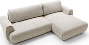 Beżowa melanżowa kanapa narożna z funkcją spania D5-A31