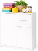 Biała komoda z 2 szufladami i drzwiczkami N9-W35