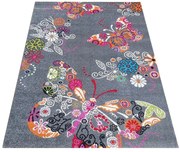 Szary prostokątny dywan w motylki K8-C50