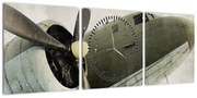 Obraz - Stary samolot śmigłowy (z zegarem) (90x30 cm)