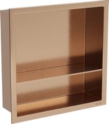 Mexen X-Wall-R półka wnękowa z kołnierzem i półką 30 x 30 cm, miedź szczotkowana - 19C0303010S