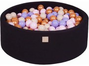 Okrągły Suchy Basen Z Piłeczkami 7cm Dla Dziecka, 90x30cm/200 Piłek, Bawełniany, Czarny, Piłki: Złote, Beżowe, Pastelowy Róż, Wrzosowe - Meowbaby®