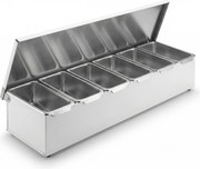 Pojemnik ze stali nierdzewnej na 6 składników, 455 x 150 x 90 mm