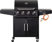 Outsunny grill gazowy z 3 palnikami każdy 3 kw przenośny kratka grillowa na 4 kółkach czarny