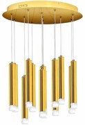 Lampa wisząca 12 kloszy, tuby, złote GOLDIE 12W LED