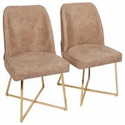 Zestaw krzeseł do jadalni Madrid Brown and Gold, 2 szt., 2 szt.