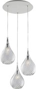 Pluvia Iron zawieszenie z przezroczystym szkłem pyrex 3 światła 141 Ø50 BL264-S3-TR
