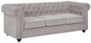 Kanapa 3-osobowa szara z tkaniny CHESTERFIELD