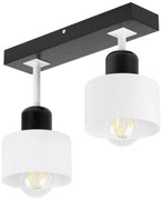 Biało-czarna lampa sufitowa, dwupunktowy spot DWE30x7SC z drewna i met