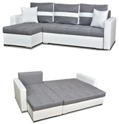 Narożnik Figo rozkładany z funkcją spania rogówka Family Meble biało szary