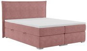 Łóżko kontynentalne VADUZ 140x200 różowe velvet z pojemnikiem LAVERTO