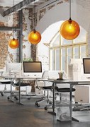 Lampa wisząca, szklana kula - Edison - bursztynowa