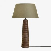 Lampa Stołowa Z Drewna Mango Malva ↑40 Cm & Sage Green Ø40 Cm - ↑25 Cm Monaco - Sklum