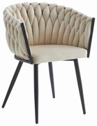 Beżowe krzesło do jadalni ORION VELVET z czarnymi nogami
