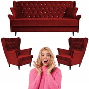 Zestaw mebli wypoczynkowych do salonu sofa 2 fotele CZERWONY Family Meble