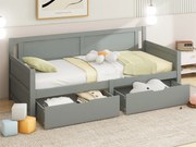 Łóżko banquette 90x200cm - z 2 szufladami - z litego drewna - Szare