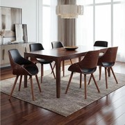 Krzesło do jadalni MCW-D23 (zestaw 6 sztuk),  sztuczna skóra czarna