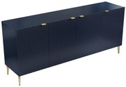 Komoda z 4 drzwiczkami z MDF i stali - Niebieski i złoty - YESINIA