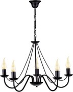 Żyrandol vintage, klasyczny świecznikowy czarny, pięć ramion Bartez Bl 5