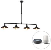 Inteligentna lampa wisząca czarna 4-punktowa z Wi-Fi ST64 - Laser Rustykalny / Vintage Oswietlenie wewnetrzne