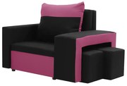 Fotel rozkładany 1 os z funkcją spania DAKOTA 2 Czarny/Różowy