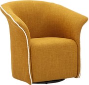 Krzesło obrotowe Siena Mustard 83,5x66x80 cm - Krzesło tapicerowane z obrotową podstawą, rama z żelaza i drewna, elegancki i nowoczesny design