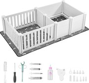 Boksu Wykotowy SucceBuy dla Psa, 186,5x97x50 cm, Skrzynka Wykotowa dla Szczeniąt, z Drzwiami o Regulowanej Wysokości, Plastikowa Skrzynka Porodowa PVC
