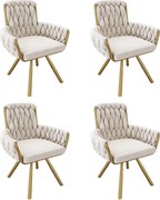 Zestaw 4 obrotowych krzeseł Velvet - 87 x 50 x 55 cm - Fotel z czterema metalowymi nogami - Beżowy