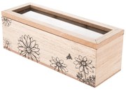 Drewniane pudełko na woreczki herbaty Meadow flowers brązowy, 23 x 8 x 8 cm