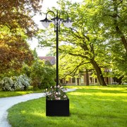 Outsunny Lampa solarna ogrodowa z donicą 3 głowice wodoodporna oświetlenie zewnętrzne | Aosom PL