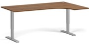 Narożne biurko z regulacją wysokości, 180x120 cm, 2 silniki, L/P, szara podstawa, orzech