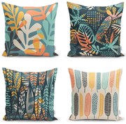 Zestaw 4 poszewek na poduszki Minimalist Cushion Covers Colorful Leaves, 43x43 cm
