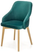 Zielone tapicerowane krzesło drewniane z weluru F2-L91