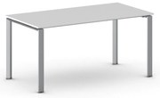 Stół konferencyjny do biura PRIMO INFINITY, 160x80 cm, szaro-srebrna podstawa, biały