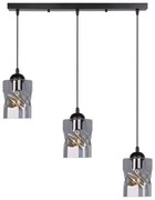 Czarna lampa wisząca nad stół z 3 kloszami szkło dymione - Z25 S5-F04