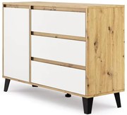 Skandynawska komoda z 3 szufladami dąb artisan + biały N6-D41