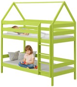 Zielone łóżko przypominające domek z materacami L9-K78