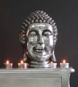 Srebrna figura Głowa Buddy, 26cm