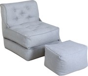 Fotel rozkładany z podnóżkiem z jasnoszarej tkaniny ZONIRA