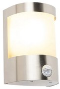 Zewnetrzna Nowoczesna lampa ścienna zewnętrzna ze stali nierdzewnej z czujnikiem ruchu IP44 - Mira Nowoczesny Oswietlenie zewnetrzne