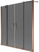 Mexen Velar Duo parawan nawannowy 2-skrzydłowy rozsuwany 140 x 150 cm, grafit, różowe złoto - 896-140-000-42-60