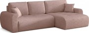 Stylowy narożnik rozkładany prawostronny  IVO XL 280x142 cm w tkaninie CENTAUR 5 pudrowy róż