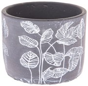 Szara doniczka betonowa na metalowym stojaku Dakls Flowery, ø 13,5 cm