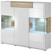 Komoda wysoka TOLEDO 3D1S 147 biała połysk/dąb san remo HELVETIA