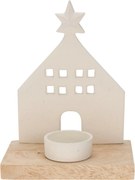 Świecznik dekoracyjny Kościółek z gwiazdą, biały, 15 x 16 x 8 cm